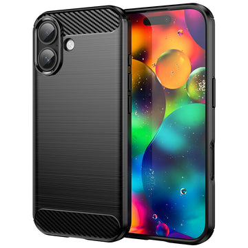 Husa Brush pentru iPhone 17, TPU, Metall Look - Negru