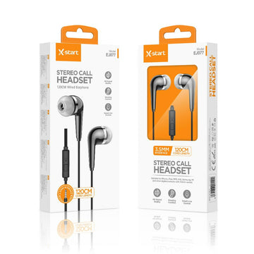 Casti cu Fir X-Start EJ077 pentru Galaxy, In Ear, 3.5mm, 1.2m, Mic & Volume Key, Classic, Balck