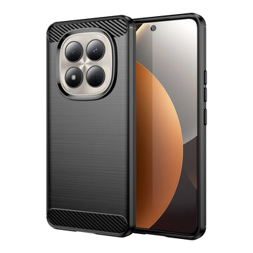 Husa Brush pentru Xiaomi Redmi Note 15 Pro 4G, TPU, Metall Look - Negru