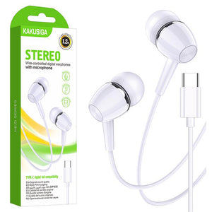 Casti cu Fir Kaku KSC-1296, In Ear, USB-C, 1.2m, Mic & Volume Key - Alb