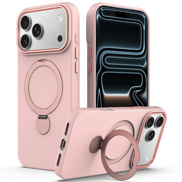 Husa SoftRing pentru iPhone 17/18 Pro, Magnetica, UltraSoft, Stand Ring, Microfiber + PC - Roz