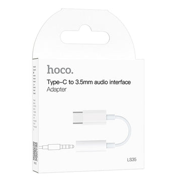 Cablu Audio Hoco LS35, USB-C la Jack 3.5mm F, 8cm - Alb