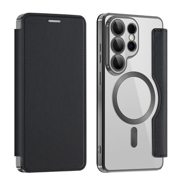Husa MagFlip pentru Samsung S26 Ultra, Magnet, RFID Protect, Piele, Chrome Edge - Negru