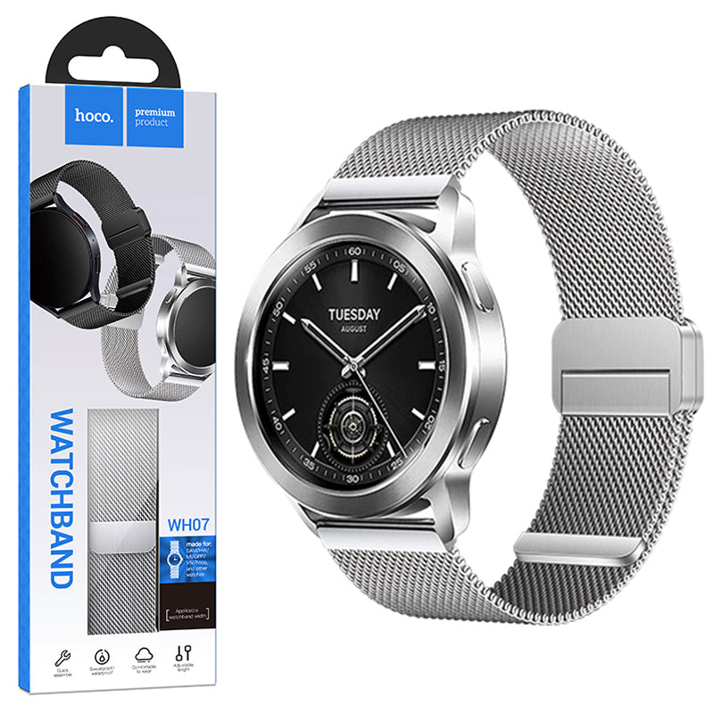 Hoco (WH07) - Curea metalica, Universala, conectori 20 mm, Magnet, Stainless, Milanese Silver