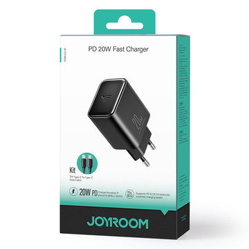 Incarcator Retea + Cablu USB-C Joyroom JR-TCF06, 20W, 1xUSB-C, PD - Negru