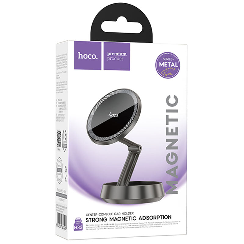 Hoco (H83) - Suport Auto cu incarcare Wireless, DashBoard, Magnetic Ring, Metall Grey