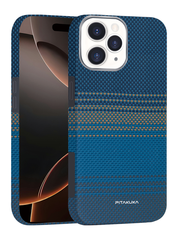 Husa Aramid PTK - iPhone 16 Pro Max, Kevlar Fiber, cu MagSafe, Moonrise Blue