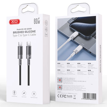 Cablu Date si Incarcare XO NB-Q282B, USB-C, PD60W, QC3.0, Silicon Mold, 1m - Negru