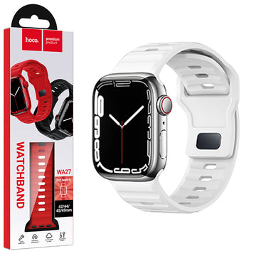 Hoco WA27, Curea Silicon, Universal Size 42/44/45/49mm, Flexibile Band, Stepped - Alb