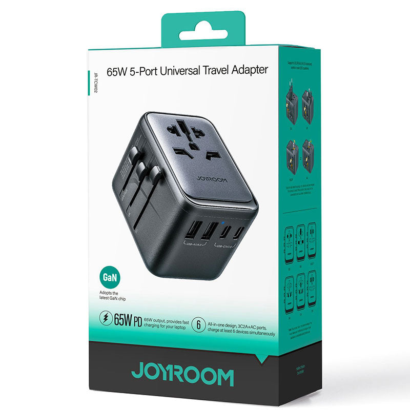 Joyroom (TCW02) - Incarcator Retea, 3A, 2xUSB, QC 3.0, Universal, US/JP/AU/UK/EU, Black
