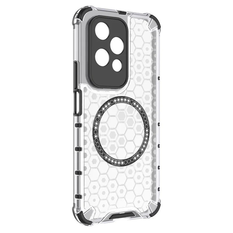 Husa HoneyComb - Honor 200 Lite, Magnet MagCase, AntiDrOppo Corners, White
