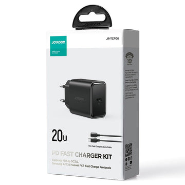 Incarcator Retea + Cablu Lightning Joyroom JR-TCF06, 20W, 1xUSB-C, PD - Negru
