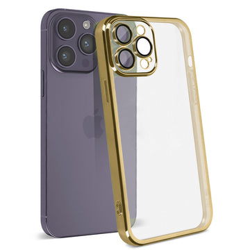 Husa Plating pentru iPhone 11, Silicon Slim, Clear - Auriu