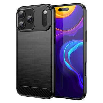 Husa Brush pentru iPhone 17 Pro Max, TPU, Metall Look - Negru
