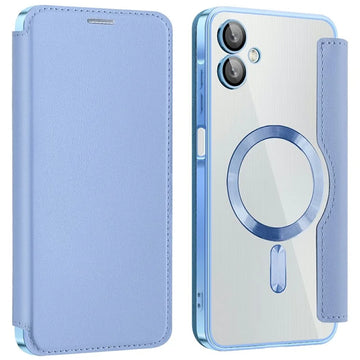 Husa MagFlip pentru Samsung A06, Magnet, RFID Protect, Piele, Chrome Edge - Albastru cer