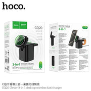 Statie Incarcare Hoco CQ20, 5W, Wireless, 3in1, iPhone/iWatch/AirPods - Negru