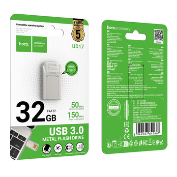Stick Hoco UD17, Memory Stick, 32GB, USB-C 3.0, FastSpeed, Smart Drive - Gri