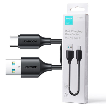 Cablu Date si Incarcare Joyroom S-A9, USB-A la USB-C, 3A, Fast, LongLasting, 25cm - Negru