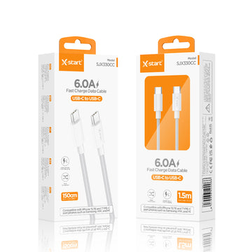 Cablu Date si Incarcare, USB-C la USB-C X-Start SJX330CC, 45W, 1m, White