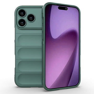 Husa Wave pentru iPhone 17 Pro, Grip Microfiber, ShockProof - Verde inchis