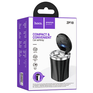 Suport Hoco ZP10, Scrumiera Auto cu Iluminare, Montaj Suport Pahar, 220ml, Charm - Negru