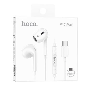 Casti cu Fir Hoco M101 Max, In Ear, USB-C, 1.2m Cablu, Digital Mic - Alb