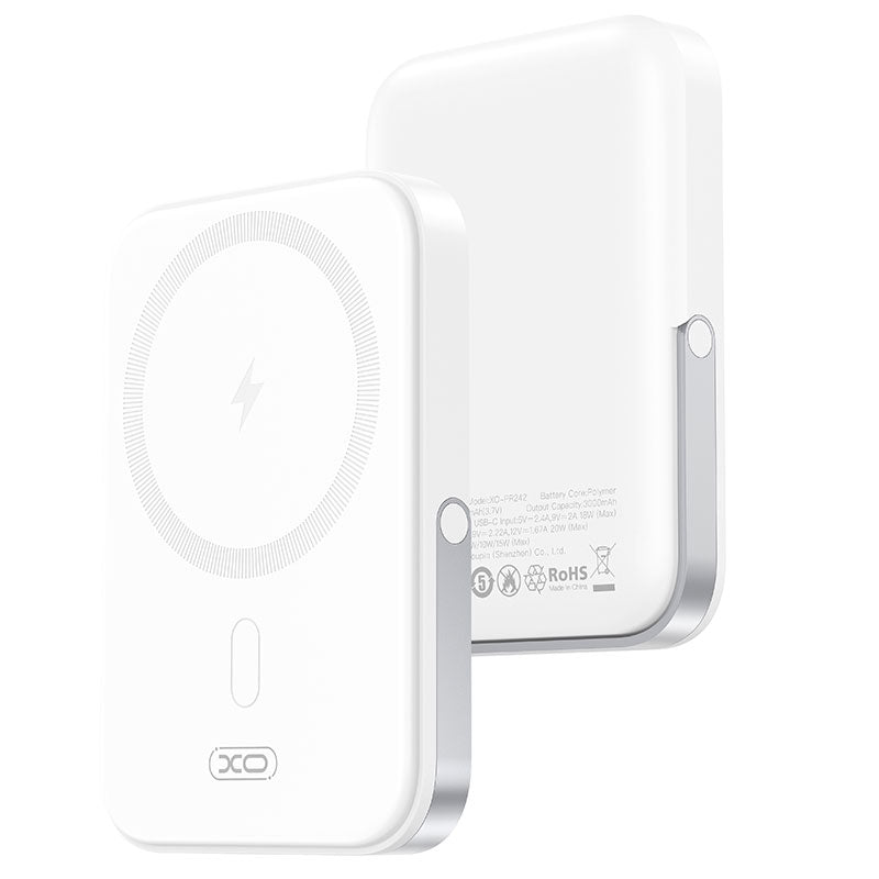 XO (PR242) - Baterie Externa, PD20W, Stand U-shape, 5000mAh, Fast Charge, White