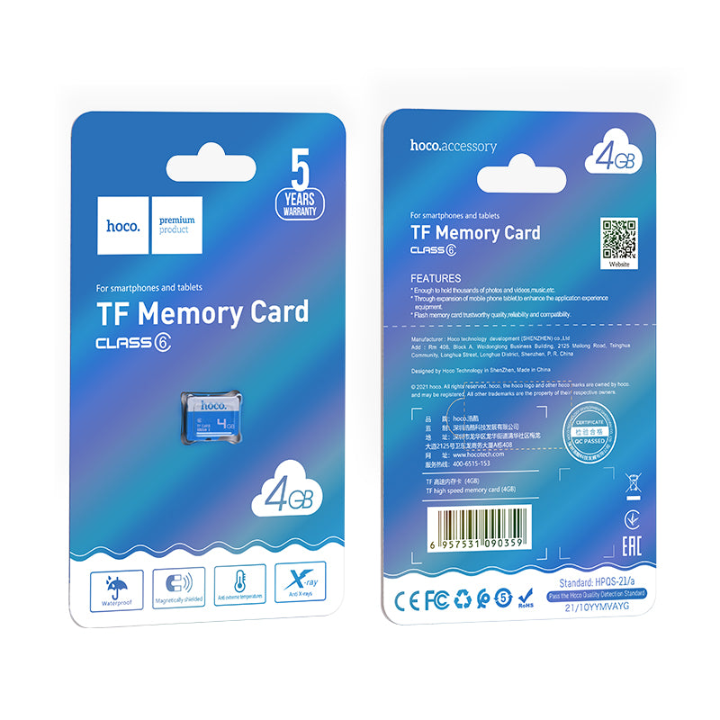Hoco (UD6) - Card Memorie microSD, High Speed, Clasa 10 / U1, 4 GB