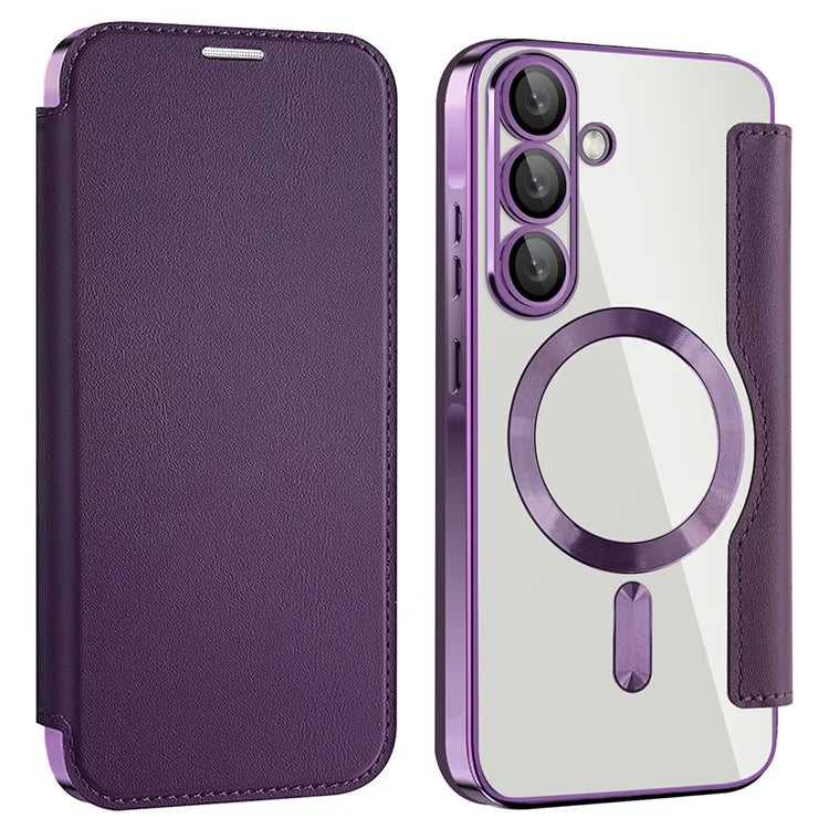 Husa MagFlip - Samsung A36 (A366), Magnet, RFID protect, Leather, Chrome Edge, Purple