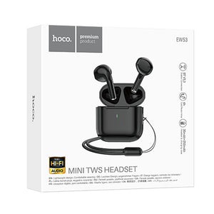 Casti Wireless Hoco EW53, Ear Buds, BT 5.3, 150h StandBy, 250mAh, Lanyard, Lucky - Negru