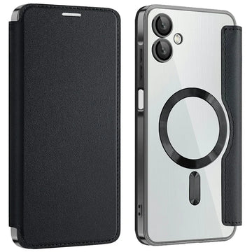 Husa MagFlip pentru Samsung A06, Magnet, RFID Protect, Piele, Chrome Edge - Negru