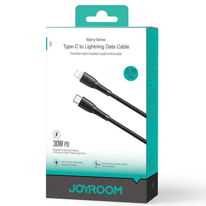 Joyroom (SA32-CL3) - Cablu Date si Incarcare, USB-C la Lightning, PD30W, QC3.0, SuperFast, 1m, Black
