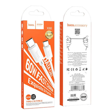 Cablu Date si Incarcare Hoco X88, USB-C, 60W, 1m - Alb