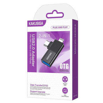 Adaptor OTG Transfer Kaku KSC-1410, Lightning / USB-C la USB-A - Negru