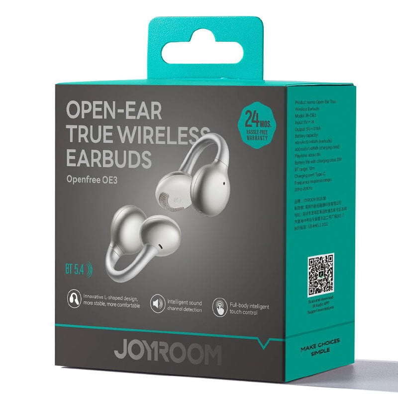 Joyroom (JR-OE3) - Casti Wireless, Open Ear, BT 5.4, 40/400mAh, 6h, Waterproof, White
