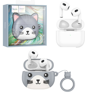 Casti Wireless Hoco EW46, Ear Buds, BT 5.3, 150h StandBy, 300mAh, Cat Case - Gri MYSTERY