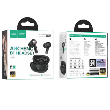 Casti Wireless TWS Hoco EQ26, BT 5.4, Active Noise Canceling ANC+ENC, 7h Autonomie - Negru