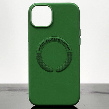 Husa Kraft pentru iPhone 15 Plus, MagCase, Piele ecologica - Verde inchis