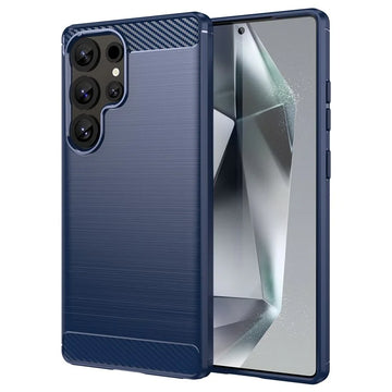 Husa Brush pentru Samsung S25 Ultra, TPU, Metall Look - Albastru
