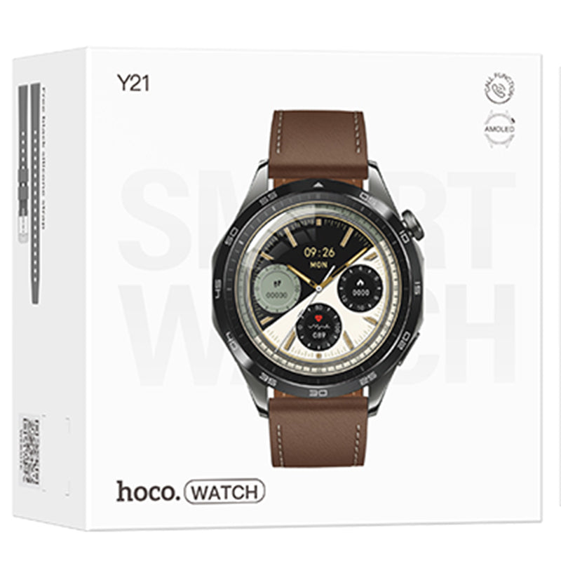 Hoco (Y21) - Ceas SmartWatch, Amoled, BT 5.0, Multifunction + telefon, 250mAh, Grey