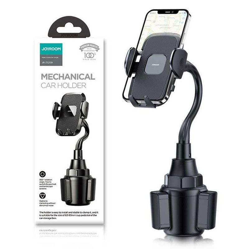 Joyroom (JR-ZS259) - Suport Auto, cu cleme laterale, montaj Cup Holder, MultiAngle, Black