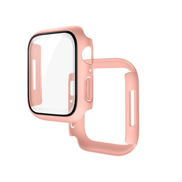 Folie Integrata Hoco WS4, Rama Protectie cu Folie Integrata, iWatch Series 7/8, PC, 45mm - Roz