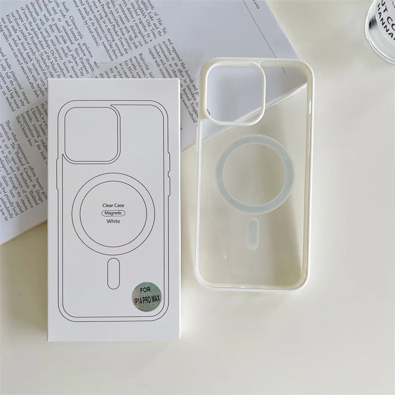 Husa ClearMag - iPhone 16e, MagCase, Acryl Crystal, White frame