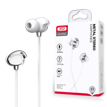 Casti cu Fir XO EP53, In Ear, 3.5mm, 1.2m, Mic & Volume Key, HiFi - Alb