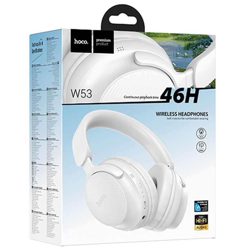 Hoco (W53) - Casti Wireless, Over Ear, BT, Mist White