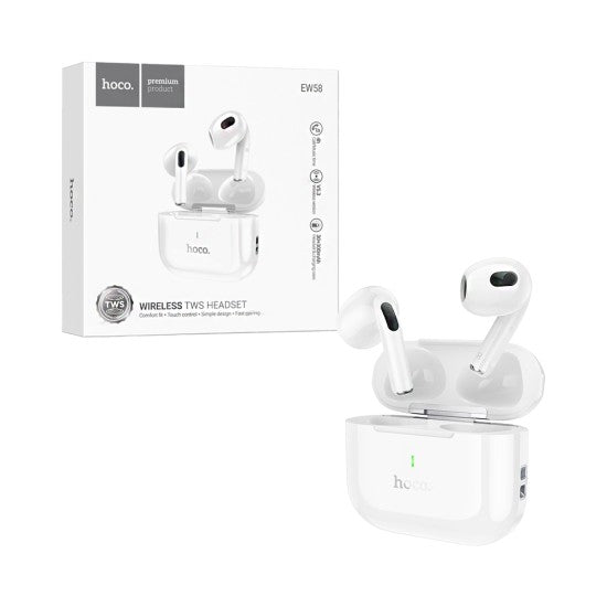 Casti Wireless Hoco EW58, Ear Buds, BT 5.3, 150h StandBy, 300mAh - Alb