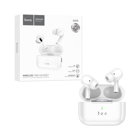 Casti Wireless Hoco EW59, Ear Buds, BT 5.3, 150h StandBy, 300mAh - Alb