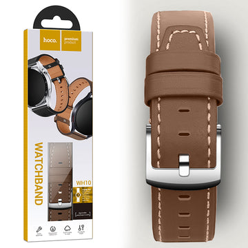 Hoco WH10, Curea Piele Ecologica, pentru Ceasuri, Conectori 22 Mm, GT Original Series - Maro