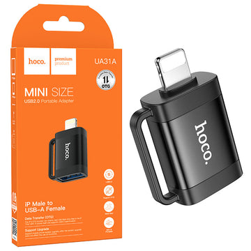 Adaptor OTG Transfer Hoco UA31A, USB-A la Lightning - Negru