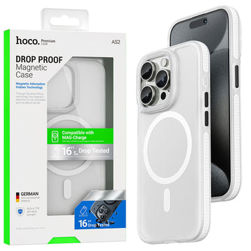 Husa Hoco AS2 pentru iPhone 15 Pro Max, MagSafe, Grip honeEdge, Matte - Alb